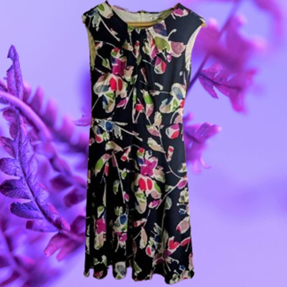 Wisp 4 sleeveless fit and flare floral polyester blend stretch woman's dress.